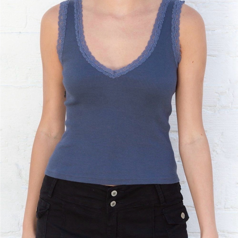 Brandy Melville blue Lace Trim tank Top